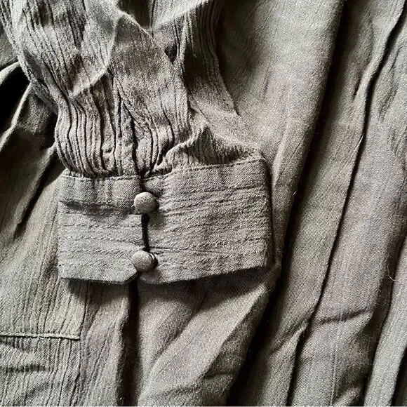 Woman’s Free People Black Smocked Mini Dress with Bishop Sleeves - Picture 6 of 10